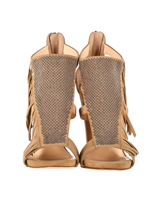 Giuseppe Zanotti Alabama Fringed Sandals in Beige Suede - Image 2