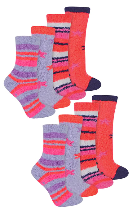 Sock Snob - 8 Paar Meisjes Slof Sokken | Zachte Pluizige Gestreepte Bed Sokken - Strepen - Image 1