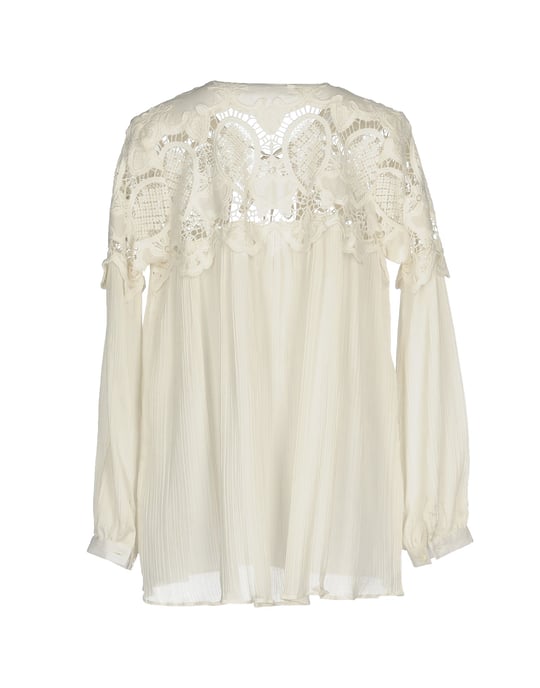 Sly010 White Silk And Lace Long Sleeve Blouse
