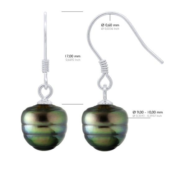 Oorbellen van Zilver 925 en Echte Gecultiveerde Tahiti Parelomtrek 9-10 mm - Image 2