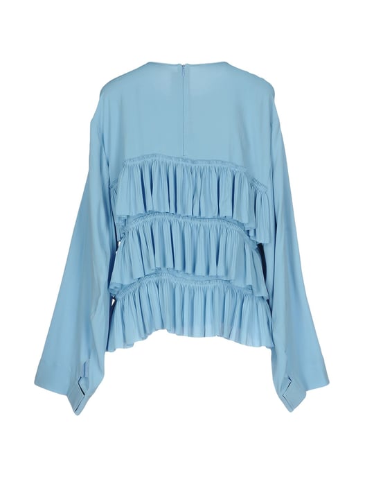 Marni Sky Blue Crepe Ruffle Blouse