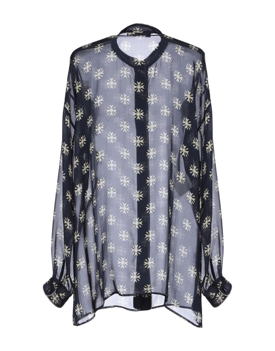 Alberta Ferretti Dark Blue Pattern Silk Chiffon Shirt