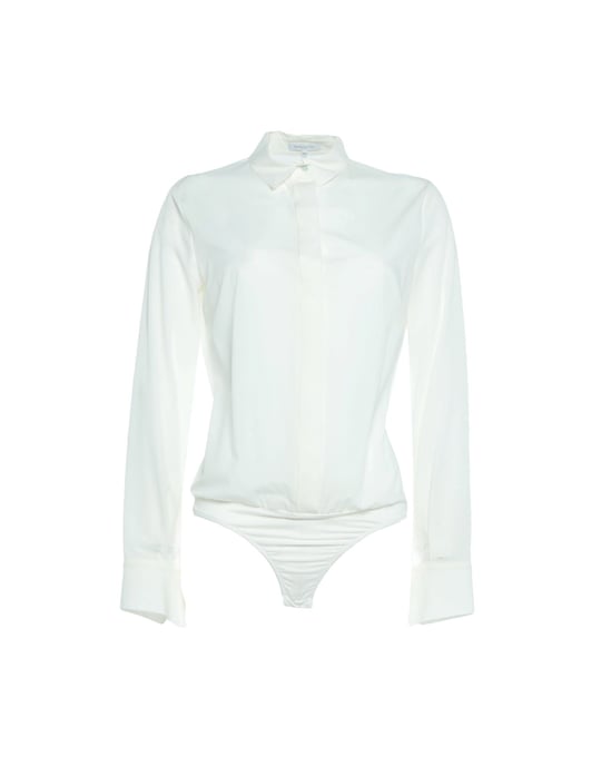 Patrizia Pepe White Satin Blouse Bodysuit