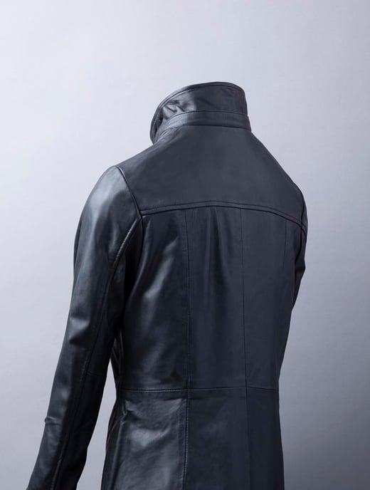 Rydalwater Hooded Leather Coat in Black