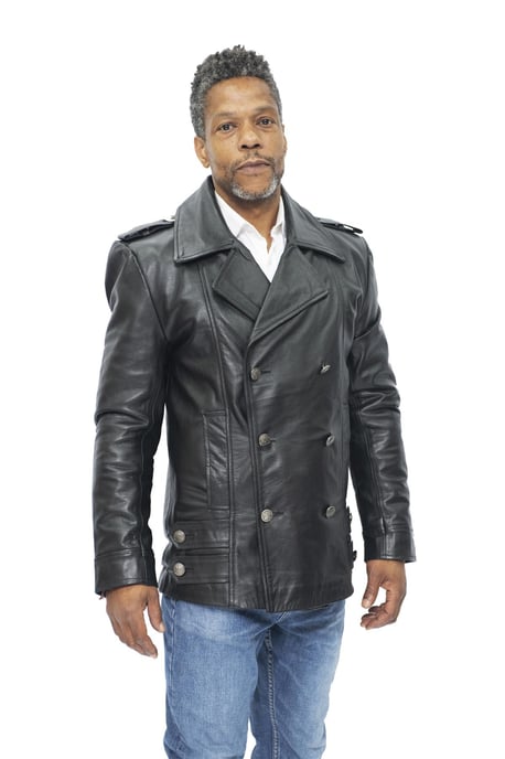 Mens Cowhide Leather Peacoat-Leiden