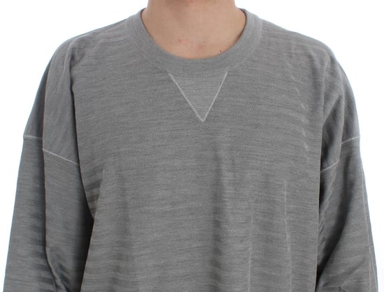 Dolce & Gabbana Heren Grijze Crewneck Pullover Zijden Trui - Image 4
