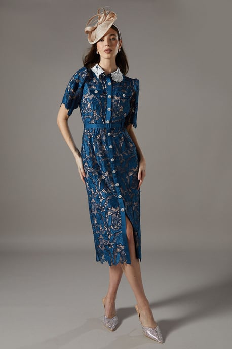 Lace Shirt Dress Contrast Colour