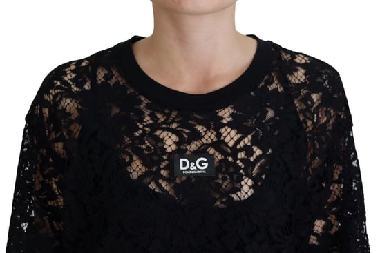 Dolce & Gabbana Dames Zwarte Bloemen Kant Katoenen Shift Mini Jurk - Image 4