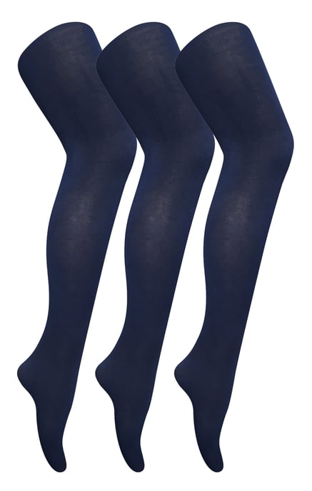 3 paar dames gekleurde ondoorzichtige 80 denier panty's - Marine - Image 1