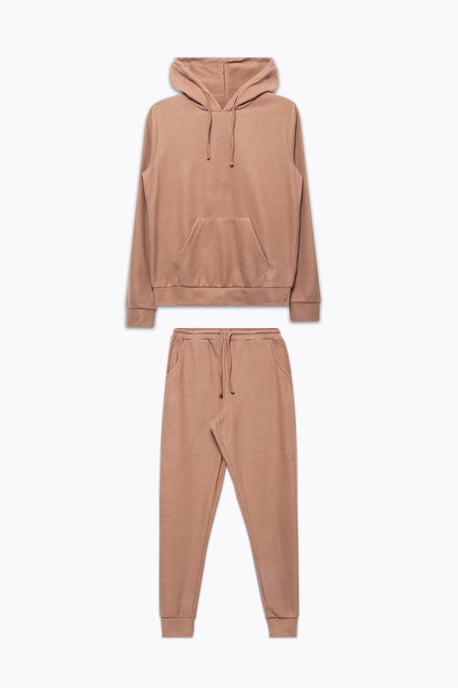 Hype Brown Faux Knit Women'S Tracksuit Set
