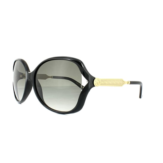 Gucci Zonnebril 0076S 002 Zwart Goud Grijsverloop - Image 2