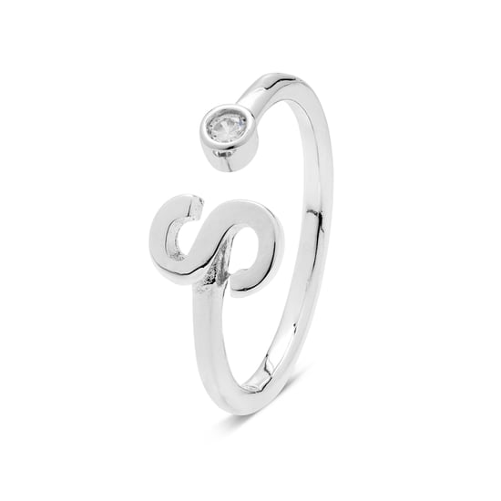 Luxenter 925 Sterling Zilveren Ring met Rhodium Plated Briljant Zirkonia - Alfabet - Image 1