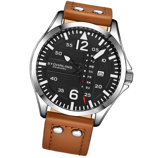 Bruin en zwart Pilotenhorloge Kwarts 44 mm - Image 2