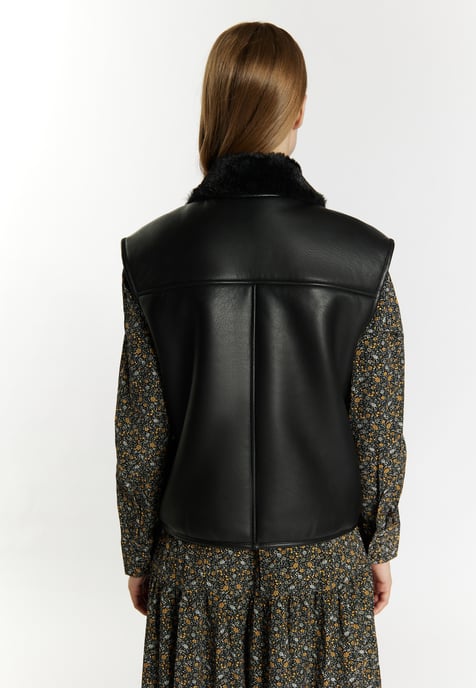 Dreimaster Leren vest Dames zwart - Image 4