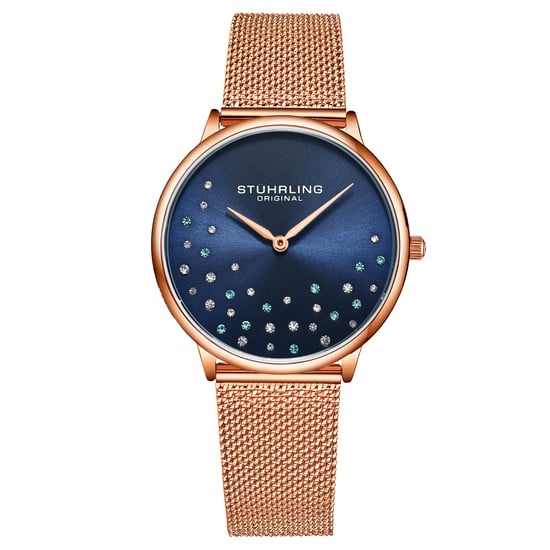 Roségoud en blauw "Symphony" Kwarts 38 mm - Image 1