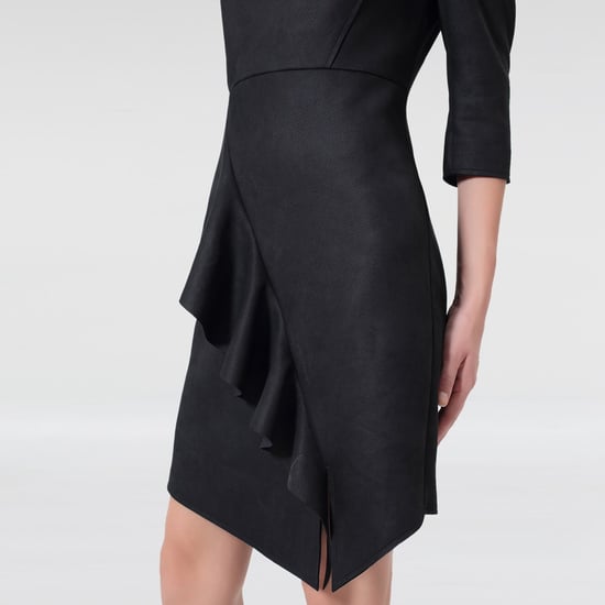Stretch suede jurk met ruches op rok - Image 3