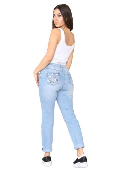 M&Co dames mom jeans met hoge taille, taps toelopende rechte pijpen - Image 2