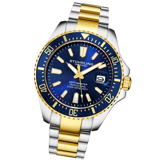 Blauw en goud "Depthmaster" Kwarts 42 mm - Image 2