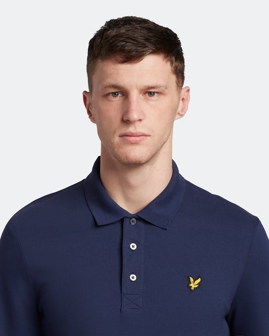 Lyle & Scott Polo shirt met lange mouwen in Marine - Image 4
