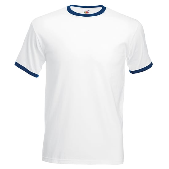 Fruit Of The Loom Heren Ringer T-shirt met korte mouwen (Wit/Marine) - Image 1