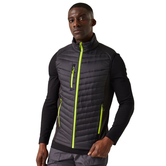 Regatta Mens Navigate Quilted Hybrid Gilet (Black/Lime Green)