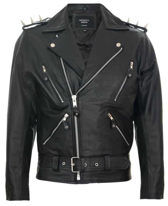 Brando Black ''Ghostrider'' Spiked Leather Biker Jacket