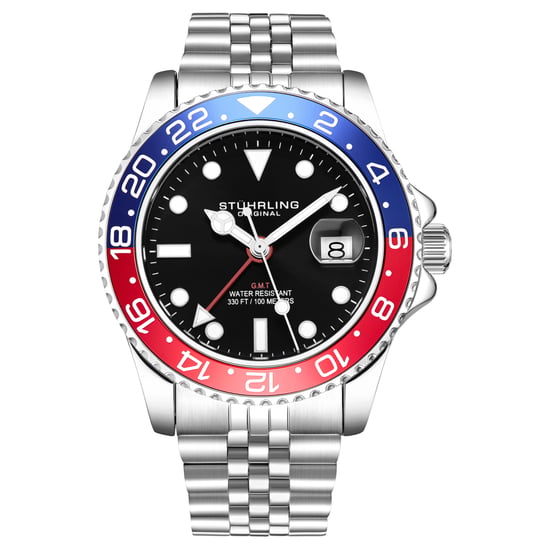 Rood en blauw “Meridian GMT” Kwarts 42mm - Image 1