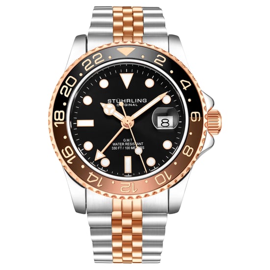 Zwart en roségoud “Meridian GMT” Kwarts 42mm - Image 1