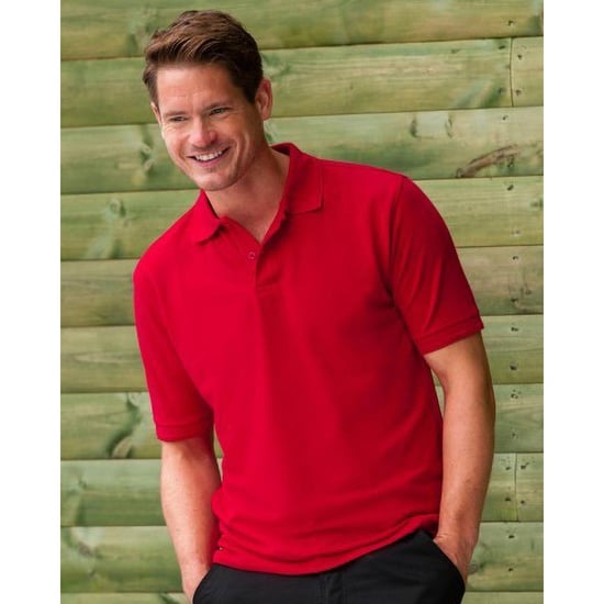 Russell Heren Ripple Collar & Manchet Poloshirt met korte mouwen (Helder rood) - Image 4