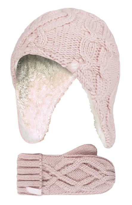 Heat Holders Meisjes Majestueuze Trapper Hat Mitts Set - Schemerig Roze - Image 1