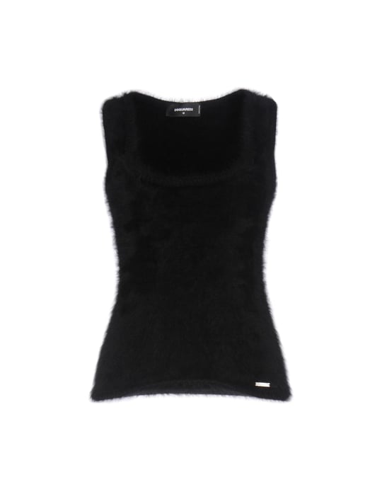 Dsquared2 Black Angora Sleeveless Knit