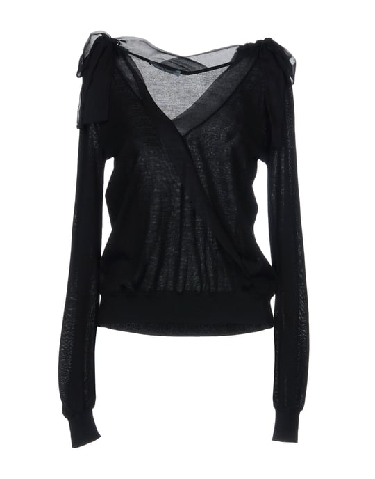 Alberta Ferretti Black Virgin Wool And Chiffon Knit