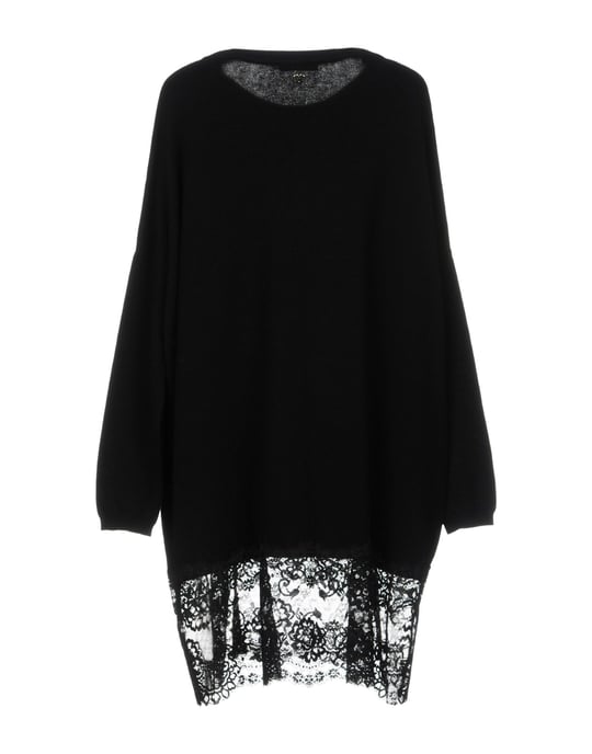Twinset Black Cotton Knit Jumper With Lace Insert