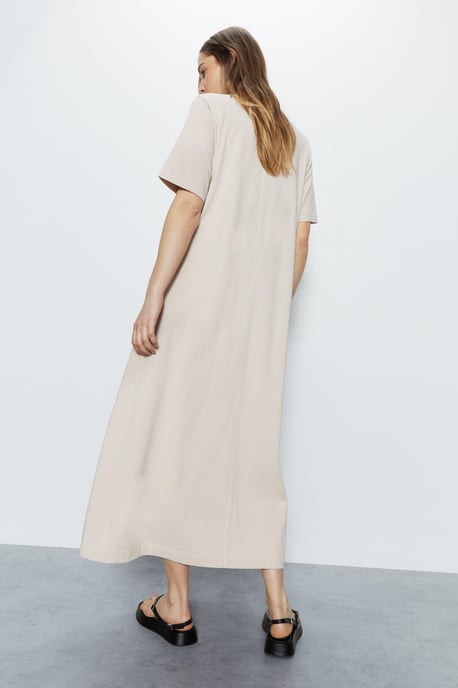 Clean Cotton Trapeze Midi Dress