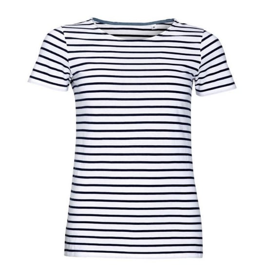 SOLS Dames/dames Miles Gestreept T-Shirt met korte mouwen (Wit/Zwaar) - Image 1
