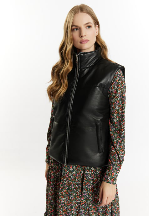 Dreimaster Leren vest Dames zwart - Image 3