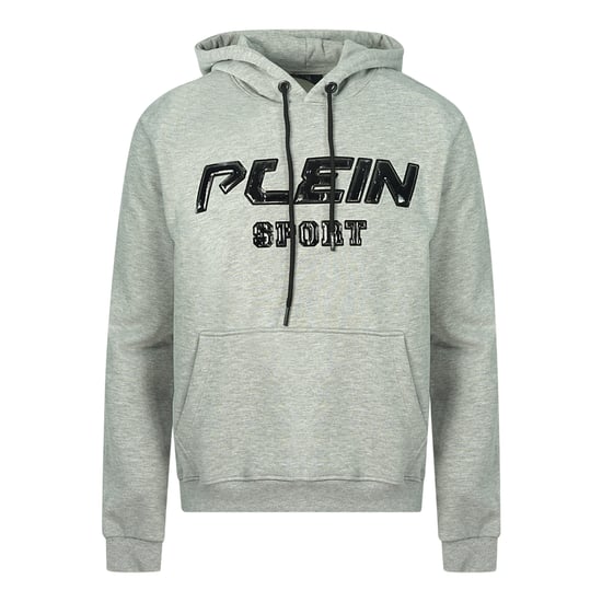 Plein Sport Zwart Logo Grijze Hoodie - Image 1