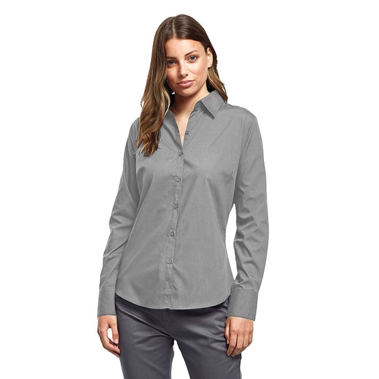 Premier Dames/Dames Popeline Blouse met Lange Mouwen (Zilver) - Image 3