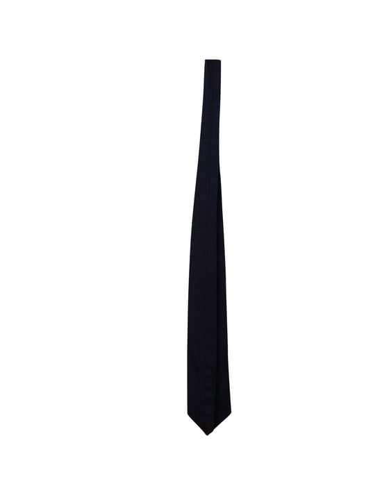 Mulberry Window Pane Print Tie in Navy Blue Silk - Image 3