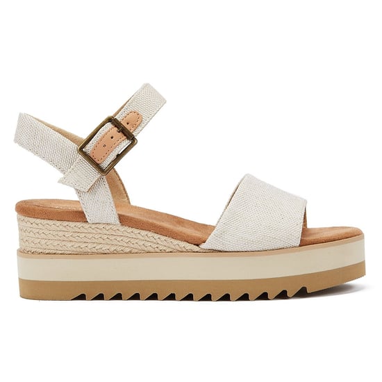 TOMS Diana Canvas Wedge Natuurlijk Dames Sandalen Wit - Image 4