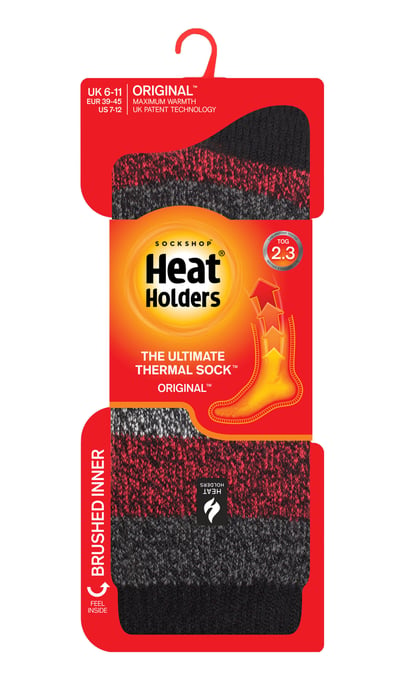 Heat Holders Heren extra dikke warme thermo sokken - Zwart / Grijs / Rood (Milaan) - Image 2