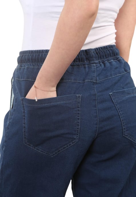 MYT Womens Elasticated High Waist Wide Leg Jeans in Blue - Image 5