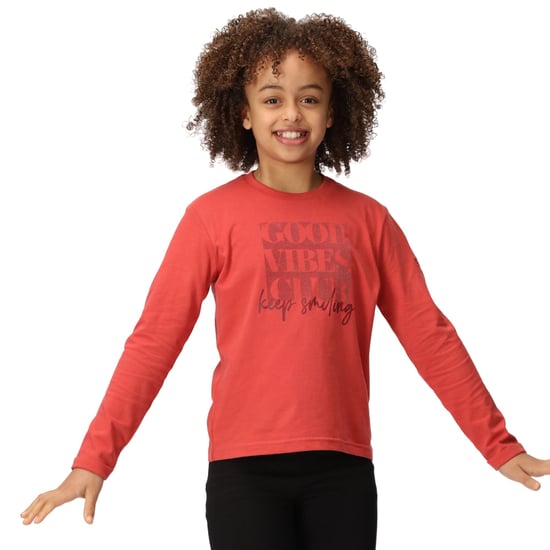 Regatta Childrens/Kids Wenbie III Good Vibes Club Long-Sleeved T-Shirt (Mineral Red)