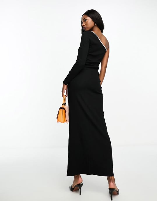 Something New X Aisha Potter maxi skirt co-ord with contrast tipping in black