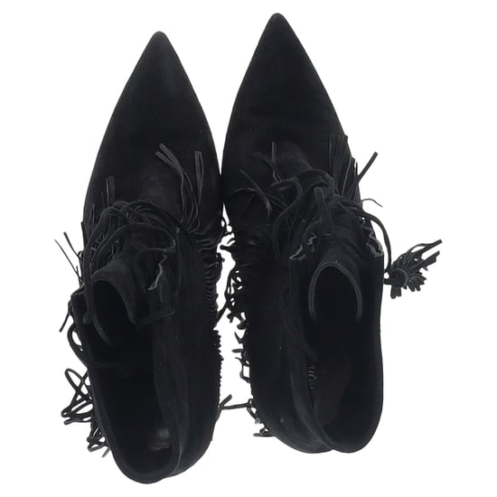 Aquazzura Mustang 105 Fringe Heeled Ankle Boots in Black Suede - Image 4