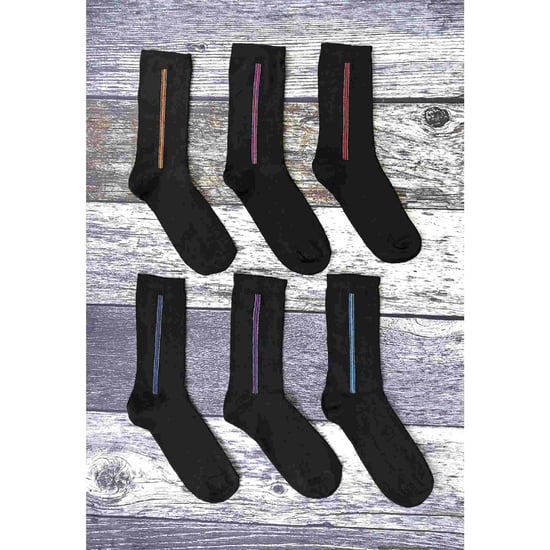 6 paar heren formele gemusterde gekleurde katoenen sokken - Image 2