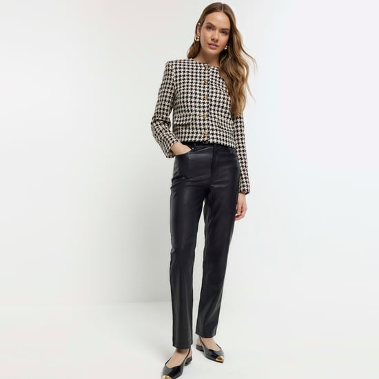 River Island Womens Straight Trousers Black Faux Leather