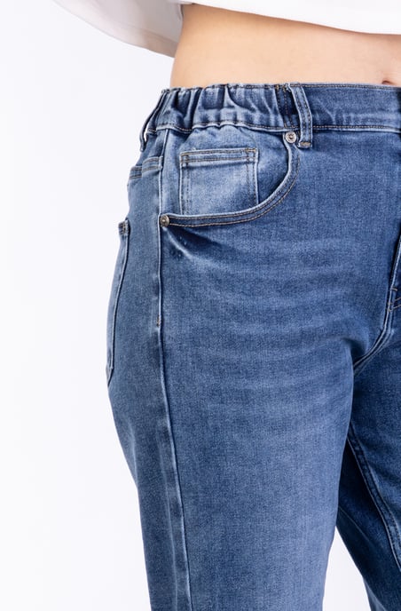 Alma Ladies Trousers blue denim Cropped