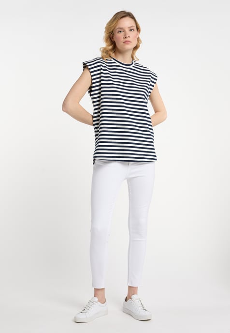 Dreimaster T-shirt Dames marine wit - Image 2
