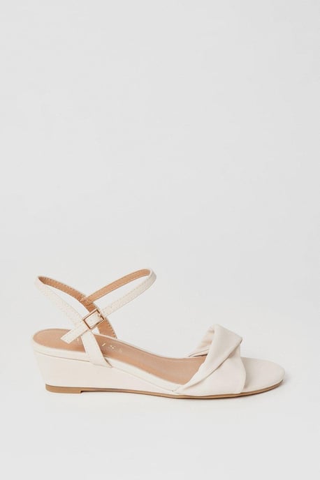 Wide Fit Ranae Soft Twist Low Wedge Heeled Sandals - Image 1